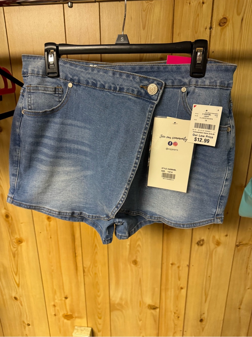VIP Light Blue Wrap-Front Denim Skort Shorts